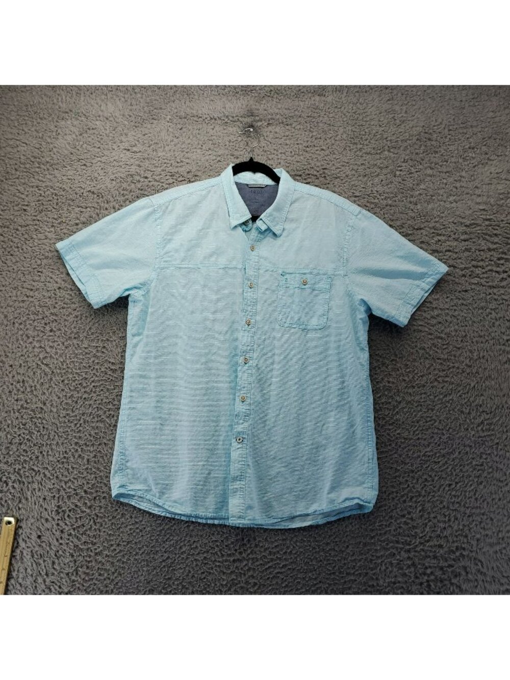Izod Shirt Mens XL Blue Saltwater Short Sleeve Button-Up Lightweight Casual